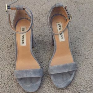 Steve Madden powder blue chunky ankle strap heels